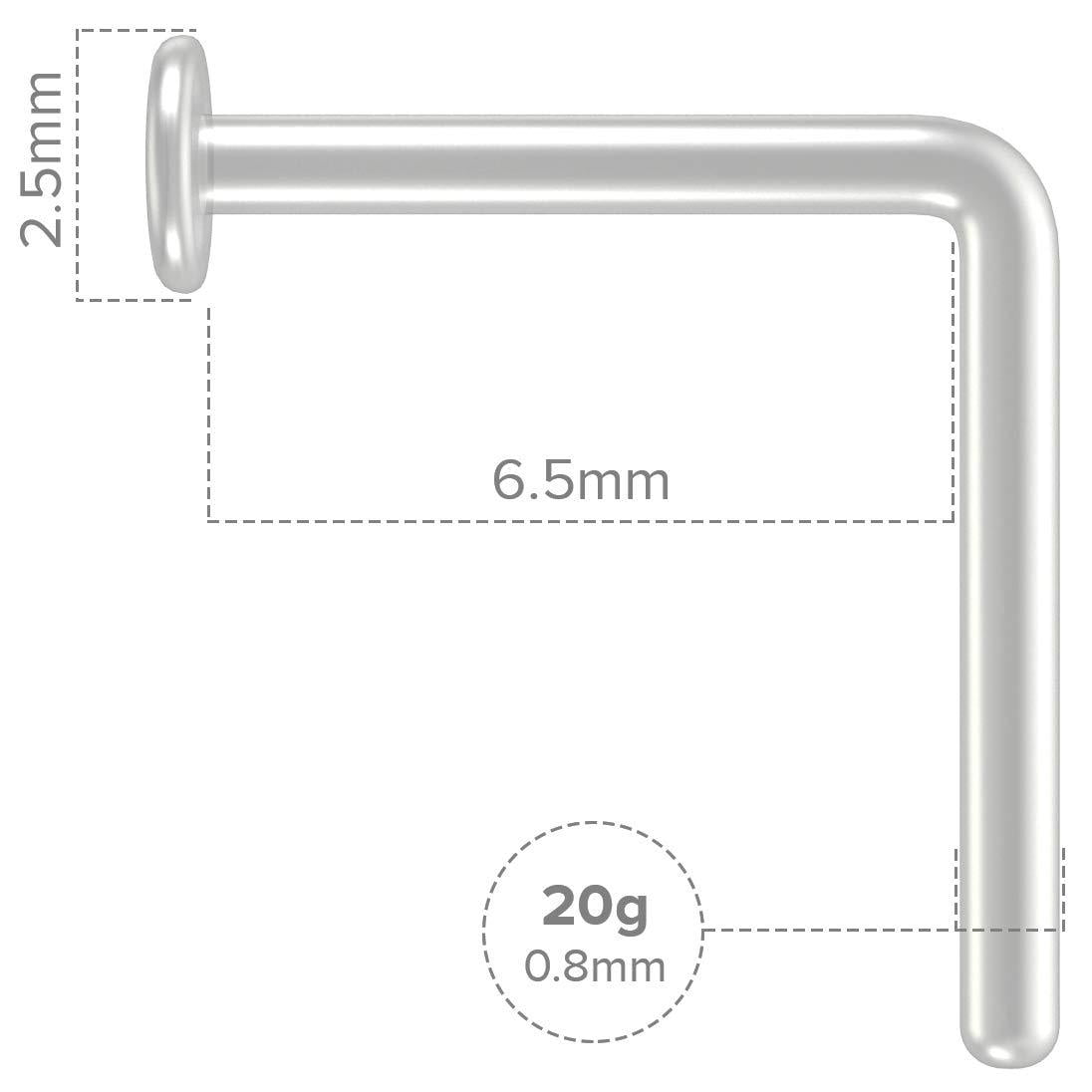 Bling Unique 6pc 20g Nose Piercing Jewelry Clear Retainer Bioflex Flexible Bendable Nostril L-Shaped Screw Stud